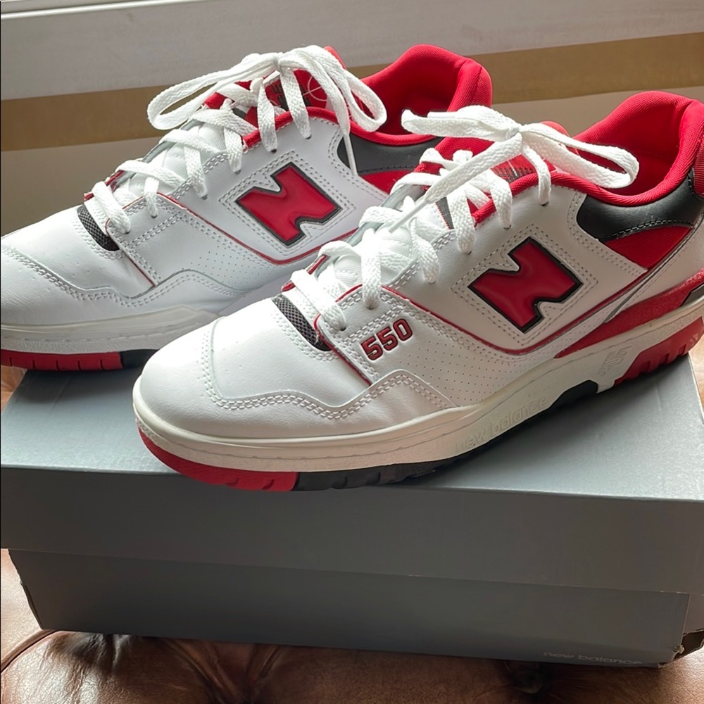 New Balance 550 White and Red Shoes